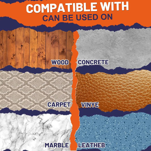 Heavy Duty Tough Double Sided Carpet Tape Fiberglass Reinforced Residue Free Rug Tape compatibility surfaces graphic