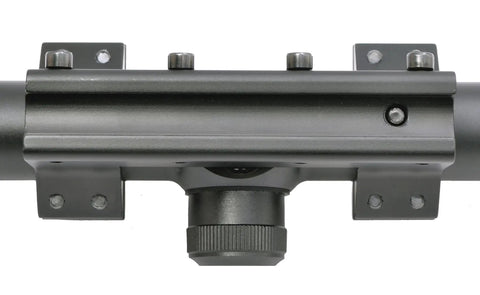 Close-up of the mount on 3-9x40AO Rifle Scope For.177 And.22 Magnum Spring Air Rifles With 40mm Objective, Fully Adjustable.