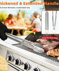 32 Piece Heavy Duty Stainless Steel BBQ Grill Tool Set With Case Including Tongs in use on barbecue