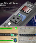 Beefy Heavy Duty Metal Power Strip With Switch Six Outlet 15A 1875W Durable Aluminum Housing 6 Foot Cord Ready For Workshop Garage Home Office Electronics And Tools, surge protector