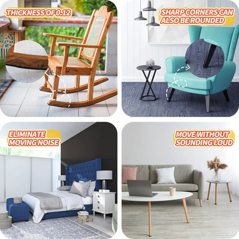 Heavy Duty Self Adhesive Felt Strips 40 X 5 Inch Roll protecting wooden chair legs and furniture on hardwood floors.
