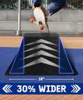 Single-Piece Skateboard Ramp For Beginners, 44 Inches Long, features a wider 18-inch base, durable non-slip textured surface, shown during jump.
