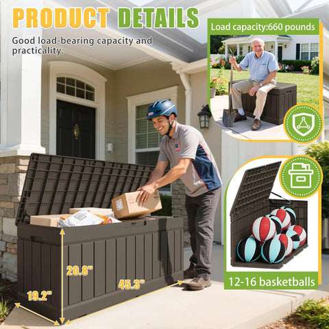 Built Tough 82 Gallon Outdoor Storage Box With Secure Lock Lid For Patio Furniture And Garden Tools Waterproof UV Resistant Deck Bin Keeps Your Stash Dry Rain Or Shine Dark Brown