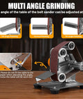 Rock Solid Mini Belt Sander And Knife Sharpener Bench Grinder Kit with adjustable table for tilt and vertical polishing.