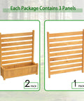 Three Panel Outdoor Wood Privacy Screen With Planter Box To Hide AC Unit And Trash Enclosure