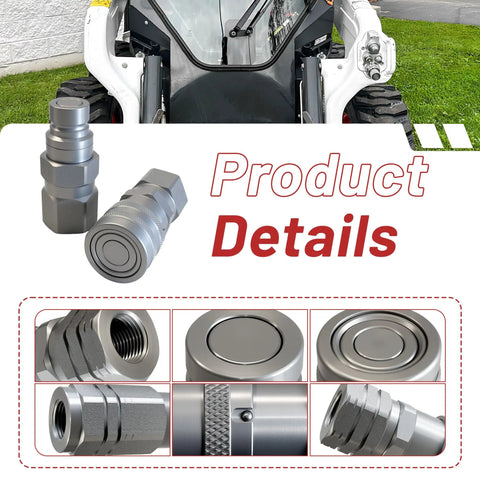 3/8 Inch Flat Face Hydraulic Quick Connect Coupler Set With 3/8 Inch NPT Thread ISO 16028 Standard And Dust Caps
