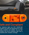 Amber LED Trailer Marker Light Kit 4 Piece 2.5 Inch Waterproof IP67 Surface Mount Side Marker Lights for Trailers and Trucks Durable DOT FMVSS-108 SAE P2