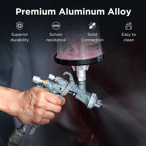 Heavy Duty Paint System Spray Gun Adapter F16 With 16 Mm Female Thread And 1.5 Mm Pitch for a gravity feed cup connection.