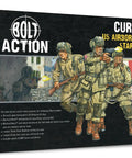 Box of Bolt Action Currahee Us Airborne D Day Starter Army Miniatures Set for WWII tabletop wargaming with painted soldiers on cover.