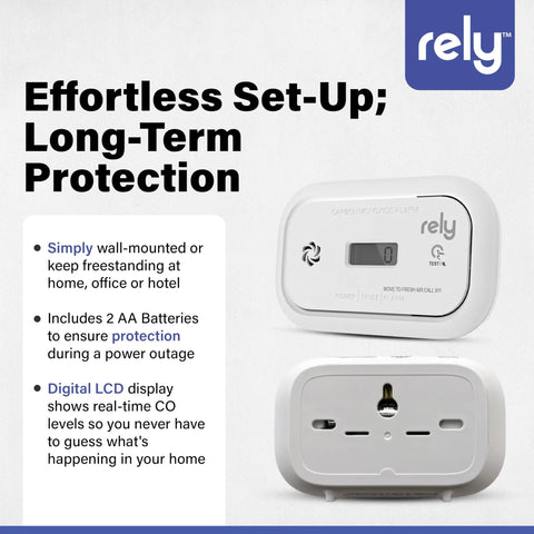 6000 Carbon Monoxide Detector With Digital Display Battery Operated CO Alarm Wall Mount Or Tabletop 1 Pack Product