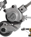 Close-up of Electric Drill Plate Cutter Attachment, titanium alloy head, compatible with drills, for precision metal cutting projects.
