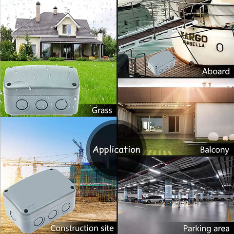 IP66 Waterproof Junction Box for Outdoor Electronics Built Tough ABS Plastic Weather Resistant Dustproof Enclosure 4.9 x 3.3 x 2.3 Inch Ideal For Outdoor Wiring Projects And Weatherproof Installations on grass, boat, balcony and parking area