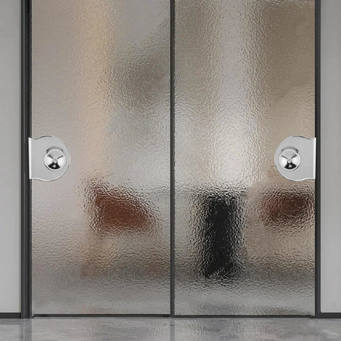 Glass Door Pull Handle Set For Glass Showcases Cabinets And Drawers No Drilling Clip On 5 To 8 Mm Glass with double screws Silver Pack of 4
