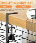 No Drill Under Desk Cable And Wire Management Tray Two Pack Sturdy Alloy Steel Wire Organizer with clamp on desk edge