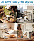 Compact Espresso Maker With 20 Bar Pressure And Built In Milk Frother Semi Automatic Coffee Brewer in kitchen, office, and camping setups.