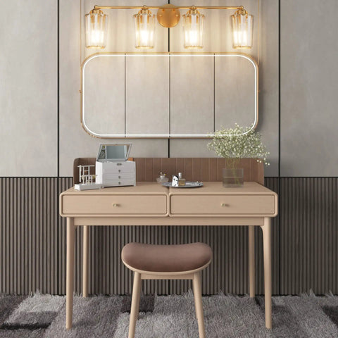 Gold Crystal Vanity Light For Bathroom, Four Light Modern Fixture With Dimmable E26 Socket above bathroom vanity
