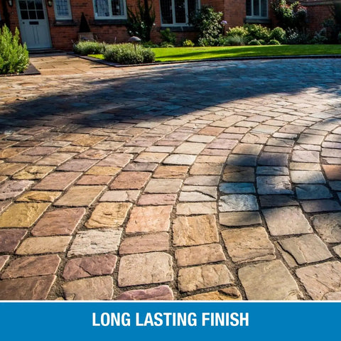 All Stone Surfaces Sealer With Penetrating Water Repellent Silane Siloxane Formula on outdoor stone pathway, natural finish