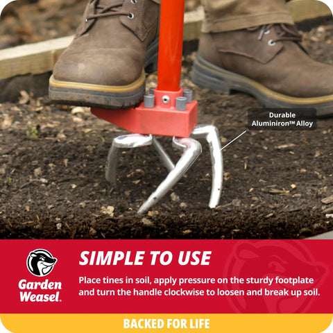 Claw Pro 3 In 1 Hand Tiller for Cultivating Loosening Aerating and Weeding with Adjustable Tines in soil demonstration