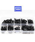 Open case of M3 Screws Kit With 360 Pieces Including 210 Black Countersunk Phillips Head M3 Screws In 0.5mm Pitch Across 4mm 6mm 8mm 10mm 12mm 16mm And 20mm Lengths Plus 150 M3 Hex Nuts For 3D Printers Robots RC Models DIY Projects Makers And Hobbyists