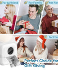 Compact Inkless Thermal Printer With Instant Bluetooth Sync And One Starter Roll Of Sticky Labels Ideal For Student Vibe Check Planners Crafting Buffs Digital Creators And Rapid Note Sharing On The Go with gift giving scene.