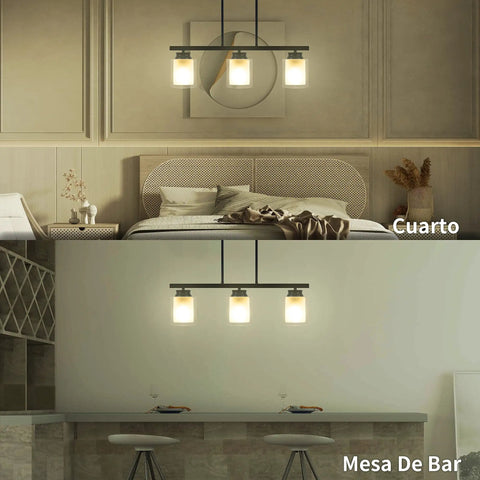 Industrial Kitchen Island Pendant Light With Three Lights Modern Double Glass Shades Rustic Farmhouse Hanging Fixture For Bar Restaurant Foyer And Dining Room E26 Base