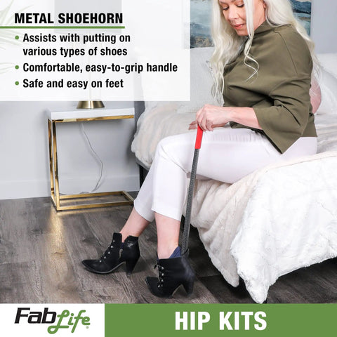 Hip Recovery Essentials Kit For Mobility After Hip Replacement Or Knee And Back Surgery, 26 Inch Reacher, Bath Sponge Stick, Flexible Sock Aid, Shoehorn, Daily Living Aids To Help Reach, Grab, Dress, And Bathe With Ease