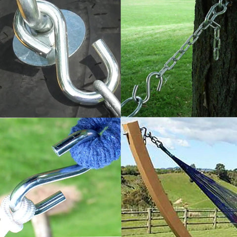 Heavy Duty S Hooks 4 Pack For Hammock Stands, Swings, Plant Hangers, Built Tough Industrial Grade Galvanized Steel in outdoor use