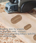 Router cutting wooden board using Pro DIY Oval Inlay Template Set Pack Of 4 Router Templates For Woodworking Includes 4 Inch Ruler Five Individually Sized Inlays Hardened Clear Acrylic Quarter Inch Thick Decorative Router Jig Templates