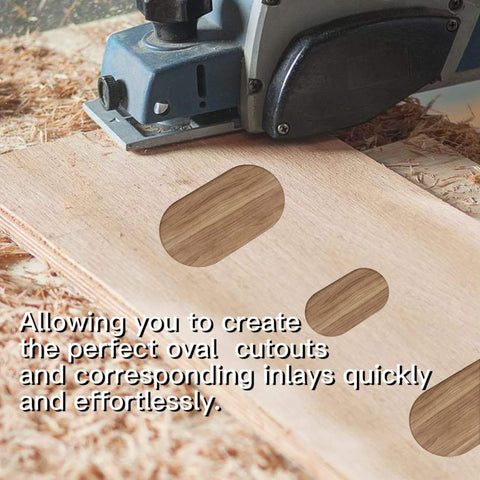 Router cutting wooden board using Pro DIY Oval Inlay Template Set Pack Of 4 Router Templates For Woodworking Includes 4 Inch Ruler Five Individually Sized Inlays Hardened Clear Acrylic Quarter Inch Thick Decorative Router Jig Templates