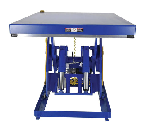 Pro Grade Electric Hydraulic Lift Table With 36 By 84 Inch Platform And 4000 Pound Heft, front view showcasing welded steel build.