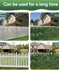Artificial Ivy Privacy Fence Screen 120x40 Inch Faux Hedge Wall installation before and after images for outdoor decor
