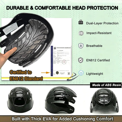 Lightweight Bump Cap With ABS Shell Protective Insert, EN812 Certified, with protective interior and cushioning comfort.