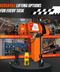 Electric Chain Hoist Half Ton With 20 Ft Wired Remote, Emergency Stop, Swivel Hook, 1100 Lb Capacity, 10 Ft Lift, 120V