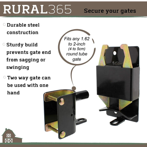 Two Way Farm Gate Latch For Livestock And Horses, Black Weatherproof Gate Catch For Cattle Corrals And Ranches, Easy Install, Heavy Duty