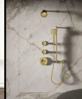 Purist Single Function Shower Head 1.75 GPM Vibrant Brushed Moderne Brass Finish wall-mounted with bath collection fixtures