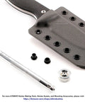 Eyelet Hand Setter Size Six (3/16 Inch) With Base and Ram for Kydex Leather and Fabric Projects, tool and eyelets on sheath