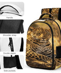 Dope Golden Hour Leopard Print Unisex Backpack With Ample Capacity, Lightweight Polyester Daypack, Durable Zippers, Breathable