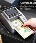 Effortlessly Verify Legit Greenbacks On The Go With This Hella Fast Portable Counterfeit Detector Machine Scanning Five Key Security Features For Sketchy Bills In One Second Flat, scanning a $20 bill.