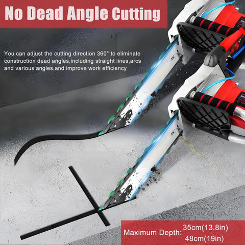 Heavy Duty Electric Concrete Saw Wall Groove Cutter With Dual Diamond Chains And Built In Water Pump 360 Degree Masonry Routing cutting 360° for clean angles