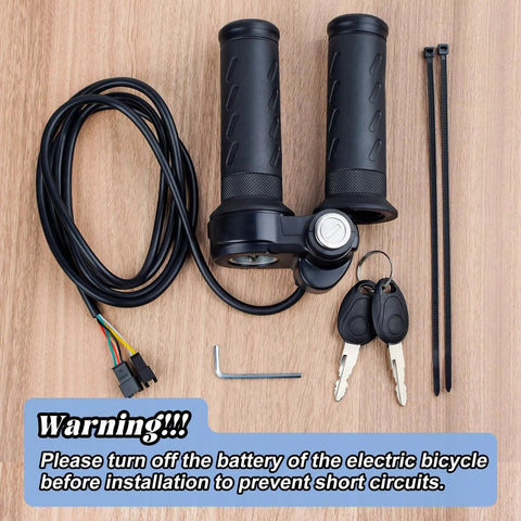 Full Twist Throttle Grip With 2 Keys For 12V To 72V Ebikes And Scooters 3 Pin Electric Bike Throttle Compatible With Q20 Q20Lite Q20Pro H20 H26Pro Models Easy Install And Safe Ride