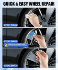 Pro Shop Gloss Gray Rim Repair Kit For Scuffed Street Whips And Curb Rash With Durable Waterproof Paint Quick Fix Touch Up Pen application steps.