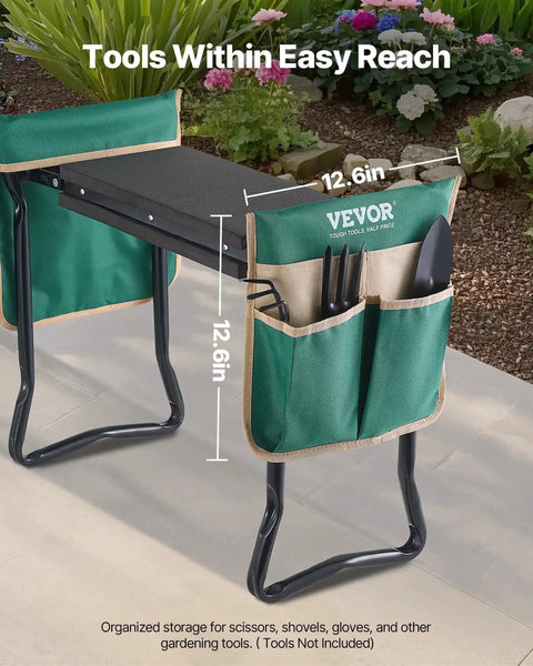 All In One Garden Kneeler And Seat Workhorse With 330 Lb Capacity, 8 Inch EVA Pad, Foldable Kneeling Stool With Tool Bag