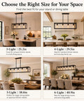 Black 4 Light Dope Industrial Vintage Chandelier With Open Rectangular Cage Frame In Matte Finish, Modern Farmhouse Style shown in dining rooms