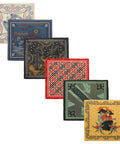 Americana Bandana Set 22 by 22 Inches Lightweight 6 Pack with Western camo green designs featuring American symbols like cacti and cowboys.
