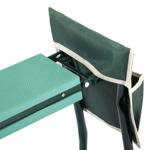 Workhorse Garden Stool And Kneeler With Tool Bags Converts From Kneeler To Seat For Easy Outdoor Tasks in green