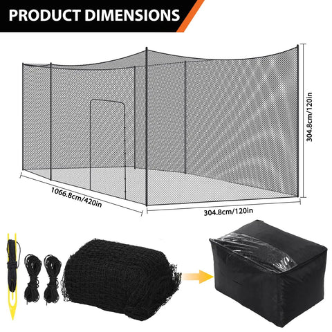 Batting Cage Netting For Backyard Or Garage Use 10x10x35 Ft Or 12x12x55 Ft No Frame Included Baseball And Softball Cage