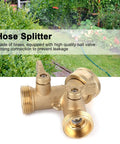 Solid Brass Y Shape Garden Hose Splitter With Leakproof Shut Off Valve For Effortless 2 Way Water Control And Easy Repair Kit Installation On Any Standard Hose brass Y hose splitter on garden sprayer