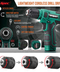 Close-up view of the Do-It-All 110-Piece Cordless Drill And Driver Kit With Portable Case, 8V USB Power showing key features.