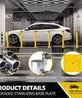 4 Pack 42 Inch Steel Safety Bollard Posts for garage, bright yellow barriers with sealed steel base and Q235 steel construction.