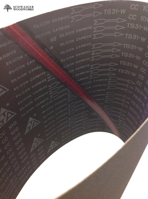 Close-up of Conveyor Belt Replacement for Older JET and Performax Drum Sanders 16-1/4 x 43-1/2 Inch, 100 Grit Silicone Carbide Feed Belt